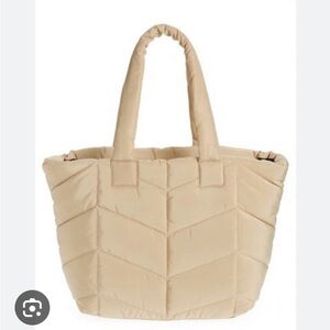 NEW TOPSHOP Stone Beige Cevron Quilted Puffer Lightweight Women’s Tote Bag